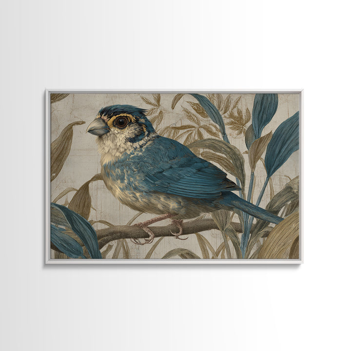 Colorful Jungle Bird Pattern Framed Canvas Print, Tropical Art, Print, Living Room Decor, Fine Art, Tropic, Coastal Wall Art, TRO-3x2-96