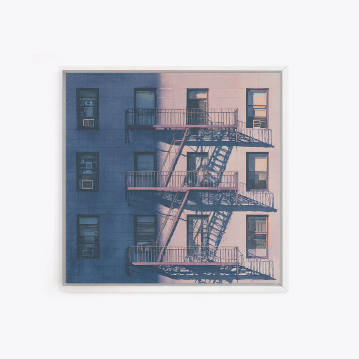 Fire Escape Silhouette Framed Canvas Print, Urban Art, African American Art, Living Room Decor, Fine Art, Urban, Gallery Decor, URB-1x1-2