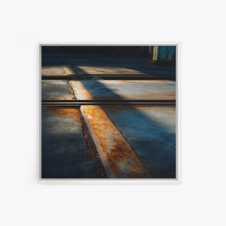 Industrial Rail Tracks Leading into City Canvas Print, Urban Art, Modern Art, Living Room Decor, Oil Painting, Urban, URB-1x1-22