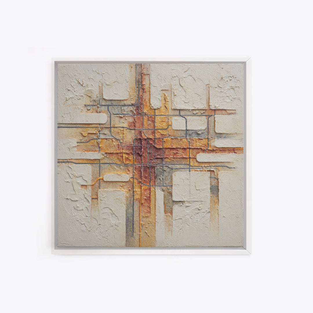 Abstract Subway Map Lines Without Labels Framed Canvas Print, Urban Art, Oil Painting, Living Room Decor, Fine Art, Urban, URB-1x1-28
