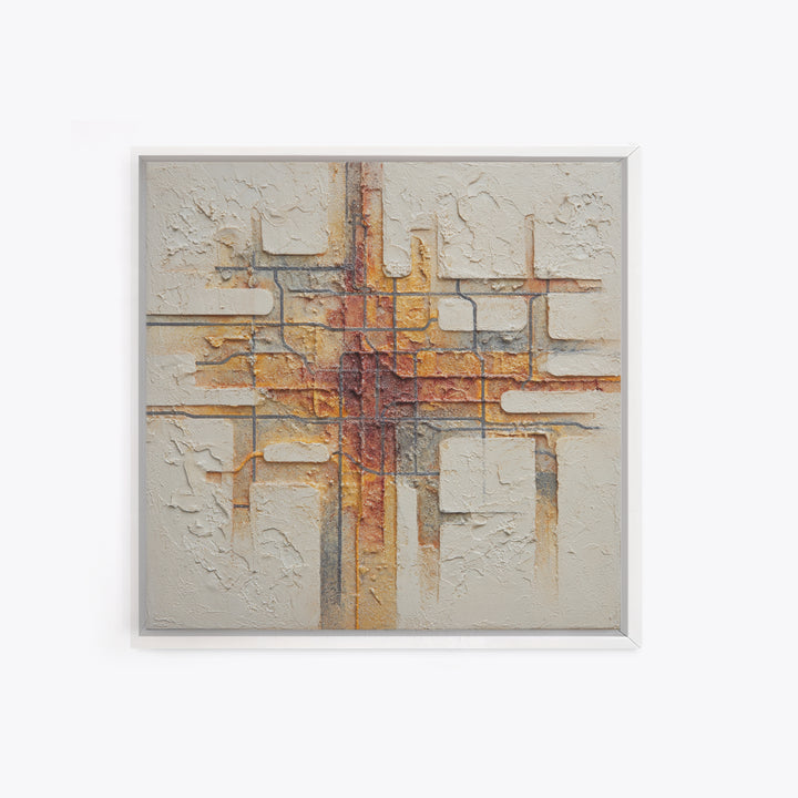 Abstract Subway Map Lines Without Labels Framed Canvas Print, Urban Art, Oil Painting, Living Room Decor, Fine Art, Urban, URB-1x1-28