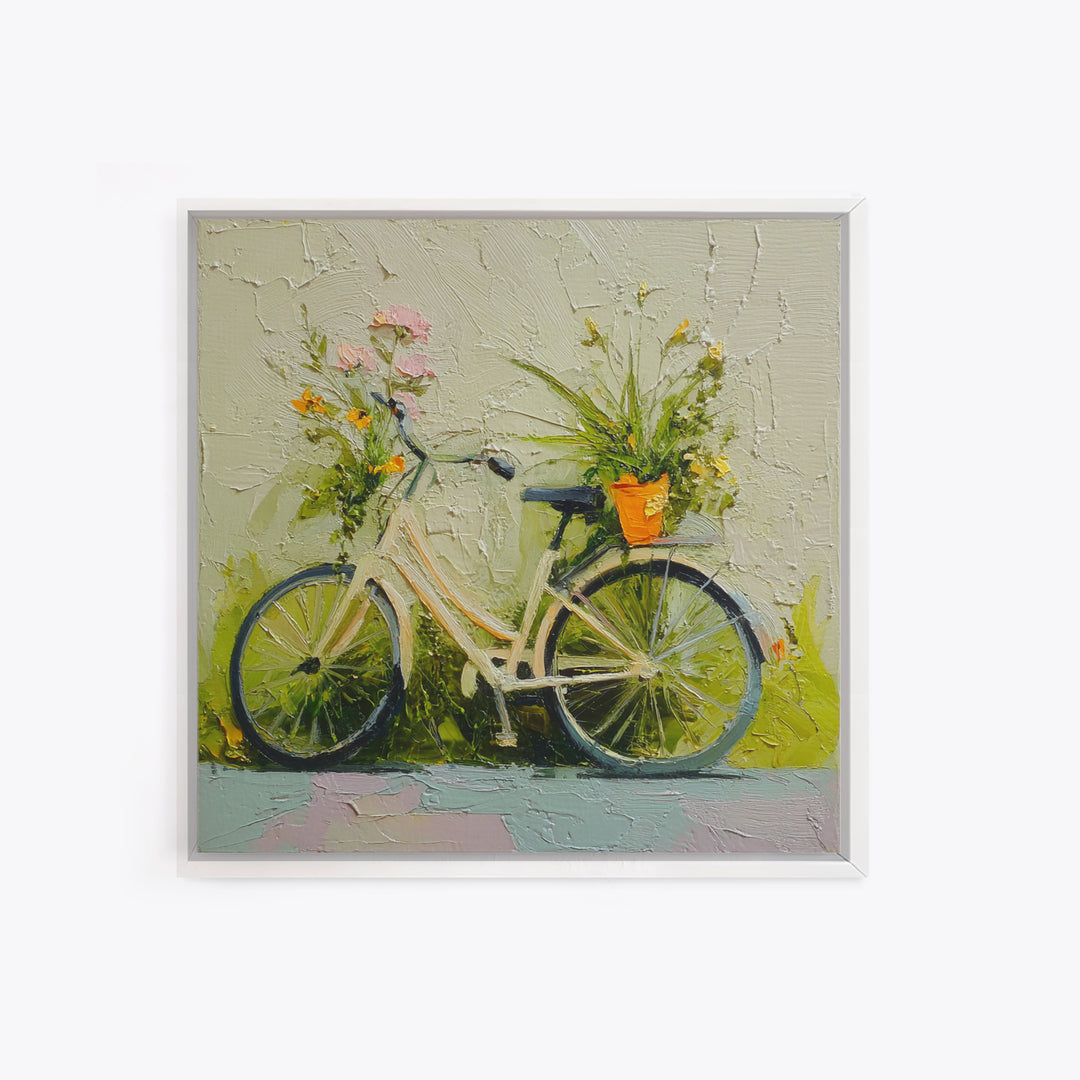 Bicycle Locked to Post Framed Canvas Print, Urban Art, African American Art, Living Room Decor, Fine Art, Urban, Gallery Decor, URB-1x1-39