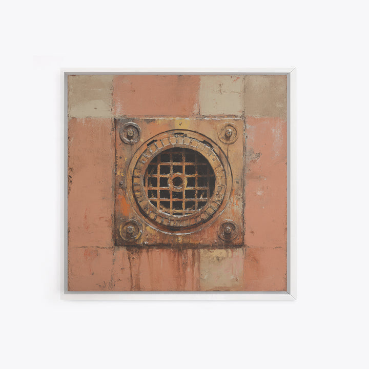 Open Manhole Steam Framed Canvas Print, Urban Art, Gallery Decor, Living Room Decor, Fine Art, Urban, Contemporary Art, URB-1x1-41