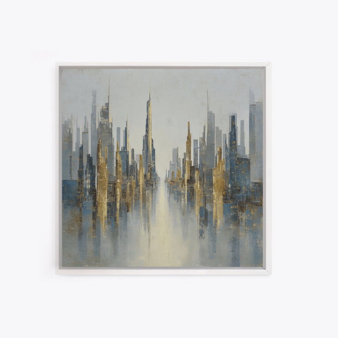 Moody City Skyline Reflected Canvas Print, Urban Art, Modern Decor, Living Room Decor, Abstract Art, Urban, Home Decor, URB-1x1-49