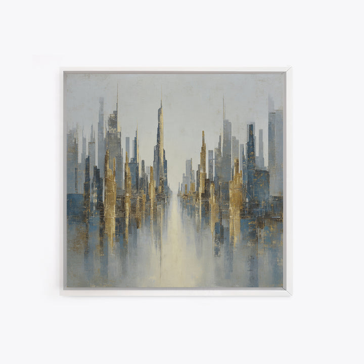 Moody City Skyline Reflected Canvas Print, Urban Art, Modern Decor, Living Room Decor, Abstract Art, Urban, Home Decor, URB-1x1-49