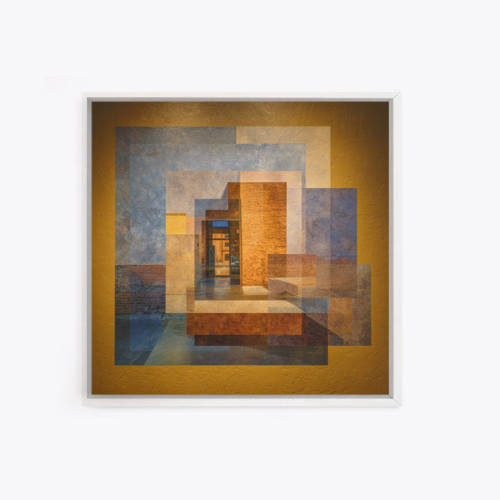 Brick Wall and Window Shadows as Geometry Framed Canvas Print, Urban Art, Fine Art Print, Living Room Decor, Fine Art, Urban, URB-1x1-53