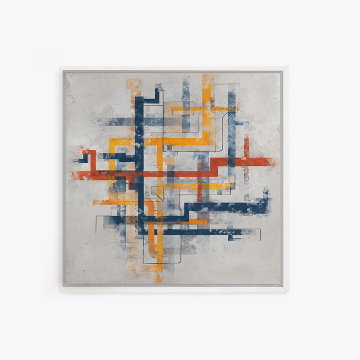 Abstract Subway Map Lines Without Labels Canvas Print, Urban Art, Canvas Painting, Living Room Decor, Abstract Art, Urban, URB-1x1-76