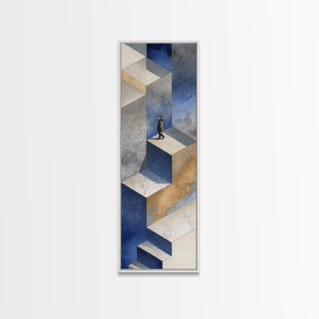 Skateboarder Crossing a Concrete Plaza Canvas Print, Urban Art, Art Deco, Living Room Decor, Fine Art, Urban, Book Shelf Decor, URB-1x3-43