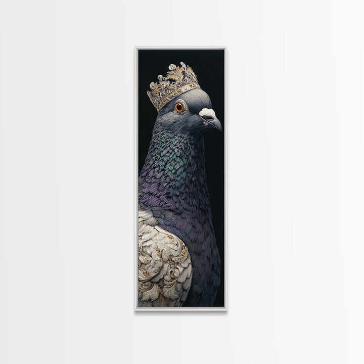 Urban Pigeon Portrait Canvas Print, Urban Art, Textured Wall Art, Living Room Decor, Oil Painting, Urban, Digital Download Art, URB-1x3-68