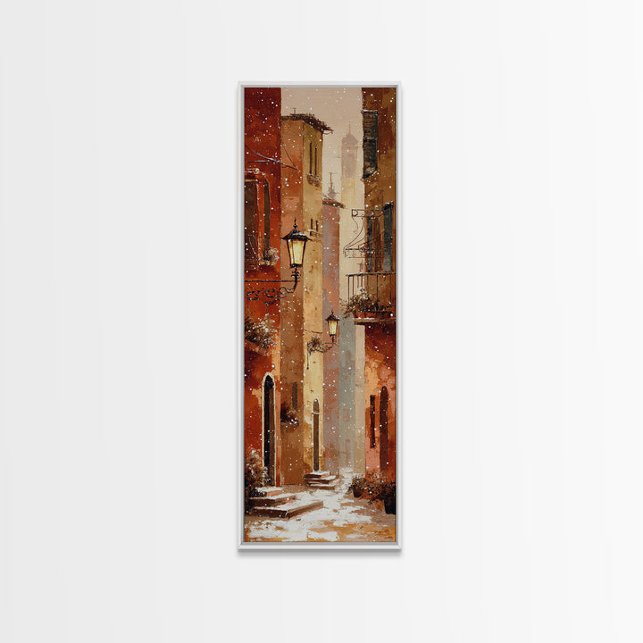 Streetlamp and Falling Snow Canvas Print, Urban Art, Printable Wall Art, Living Room Decor, Fine Art, Urban, Modern Art, URB-1x3-73
