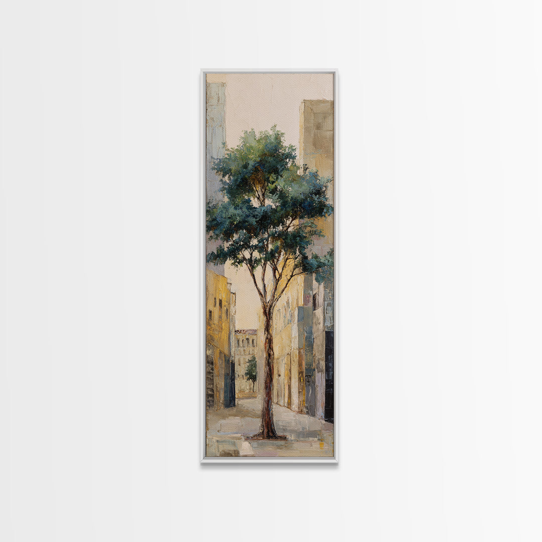 City Park Tree Framed by Buildings Canvas Print, Urban Art, Gay Art, Living Room Decor, Fine Art, Urban, Minimalist Decor, URB-1x3-78