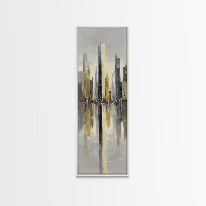 Moody City Skyline Reflected Canvas Print, Urban Art, Poster, Living Room Decor, Abstract Art, Urban, Modern Wall Art, URB-1x3-85