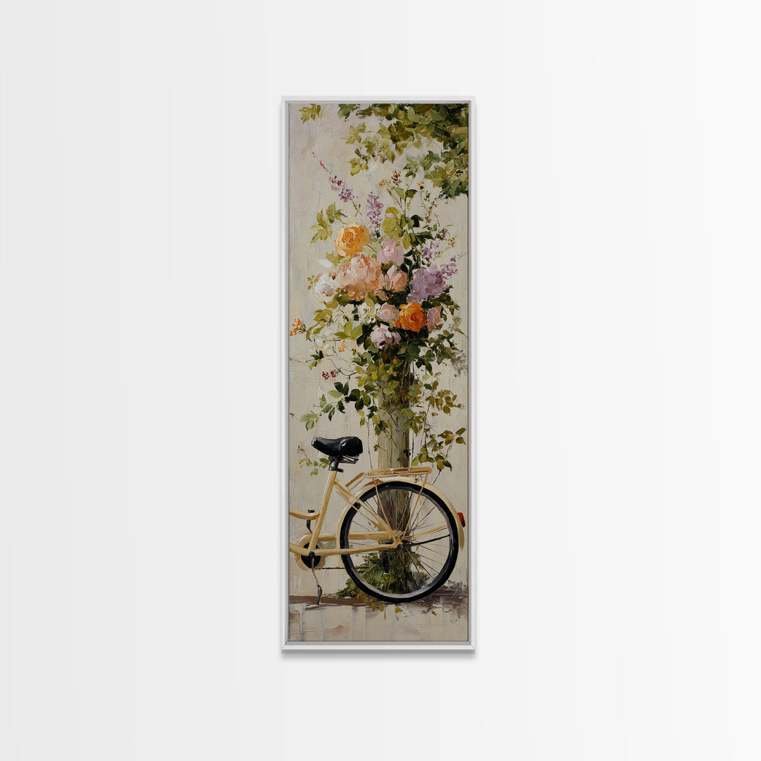 Bicycle Locked to Post Canvas Print, Urban Art, Pop Art, Living Room Decor, Watercolor Art, Urban, Textured Painting, URB-1x3-99
