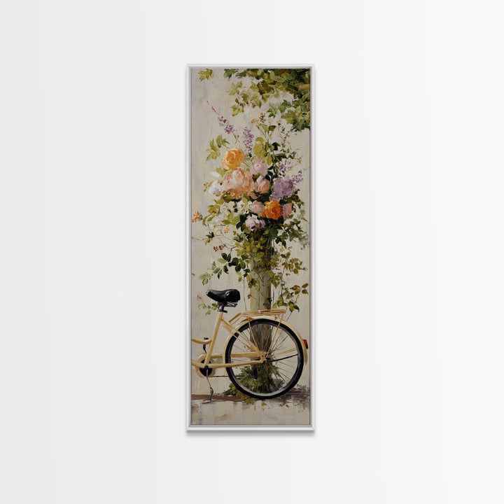 Bicycle Locked to Post Canvas Print, Urban Art, Pop Art, Living Room Decor, Watercolor Art, Urban, Textured Painting, URB-1x3-99