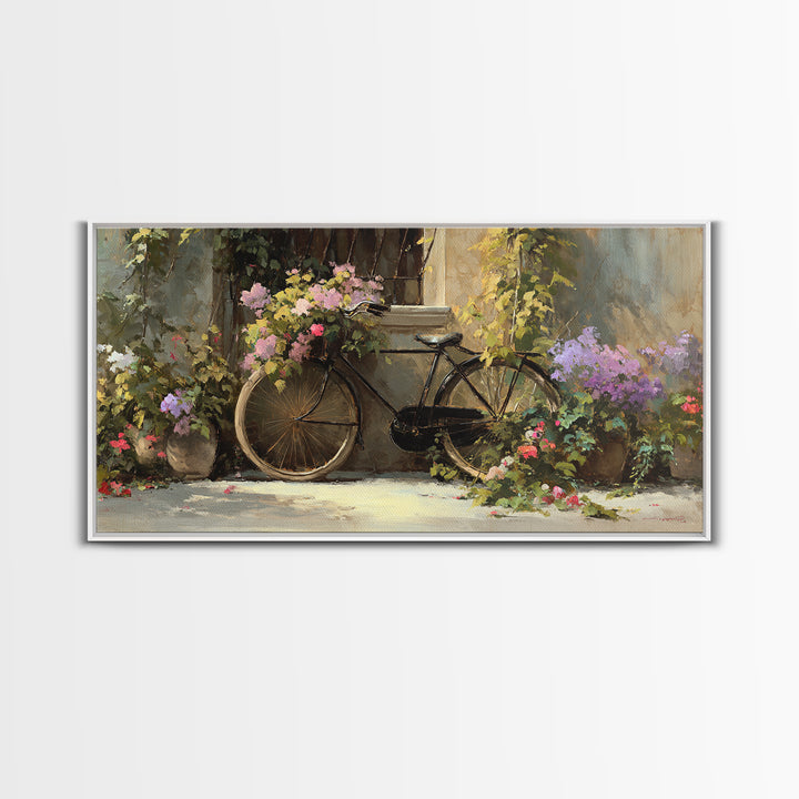 Bicycle Locked to Post Framed Canvas Print, Urban Art, African American Art, Living Room Decor, Fine Art, Urban, Gallery Decor, URB-2x1-11