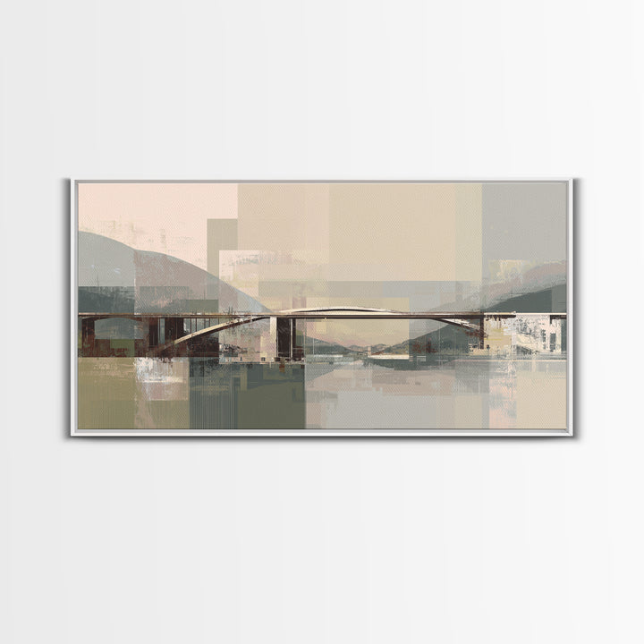 City Bridge Structure Framed Canvas Print, Urban Art, Luxury Decor, Living Room Decor, Fine Art, Urban, Original Painting, URB-2x1-30