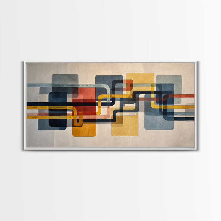 Abstract Subway Map Lines Without Labels Canvas Print, Urban Art, Wall Decor, Living Room Decor, Abstract Art, Urban, URB-2x1-48