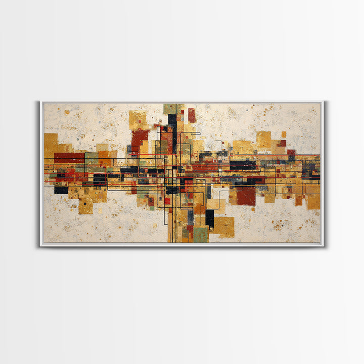 Abstract Subway Map Lines Without Labels Framed Canvas Print, Urban Art, Original Art, Living Room Decor, Abstract Art, Urban, URB-2x1-72