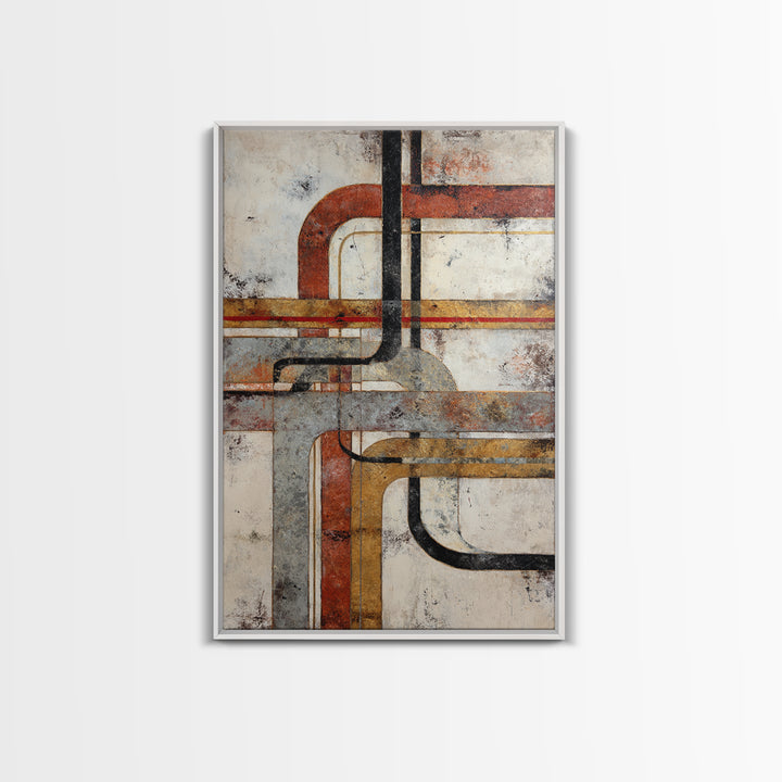 Abstract Subway Map Lines Without Labels Framed Canvas Print, Urban Art, Wall Art, Living Room Decor, Abstract Art, Urban, URB-2x3-60