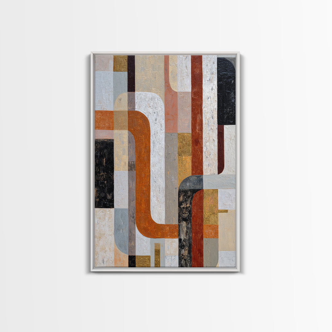 High Rise Window Grid Abstract Framed Canvas Print, Urban Art, Oil Painting, Living Room Decor, Abstract Art, Urban, URB-2x3-75