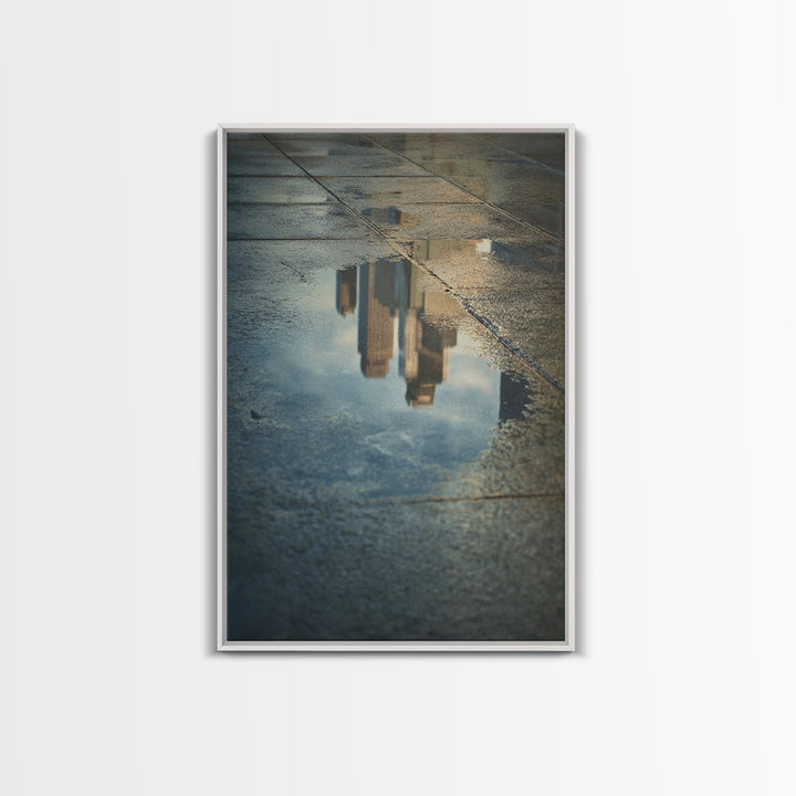Moody City Skyline Reflected Canvas Print, Urban Art, Poster, Living Room Decor, Abstract Art, Urban, Modern Wall Art, URB-2x3-9