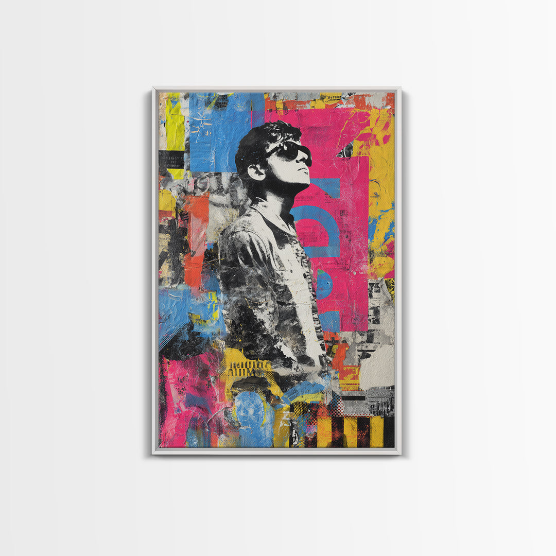 Graffiti Covered Alley Rendered as Color Collage Canvas Print, Urban Art, Black Wall Art, Living Room Decor, Fine Art, Urban, URB-2x3-91