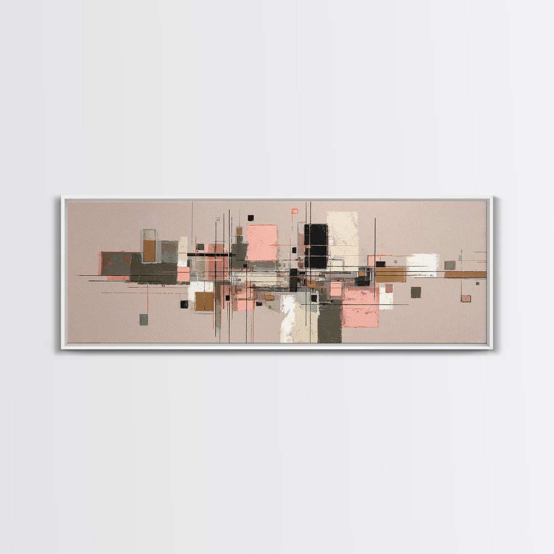 High Rise Window Grid Abstract Canvas Print, Urban Art, Pop Art, Living Room Decor, Abstract Art, Urban, Textured Painting, URB-3x1-11