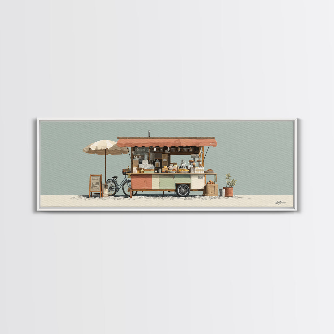 Street Food Cart Still Life Without Signage Framed Canvas Print, Urban Art, Room Decor, Living Room Decor, Fine Art, Urban, URB-3x1-63