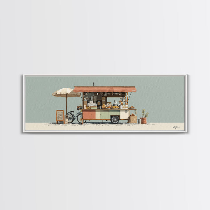 Street Food Cart Still Life Without Signage Framed Canvas Print, Urban Art, Room Decor, Living Room Decor, Fine Art, Urban, URB-3x1-63
