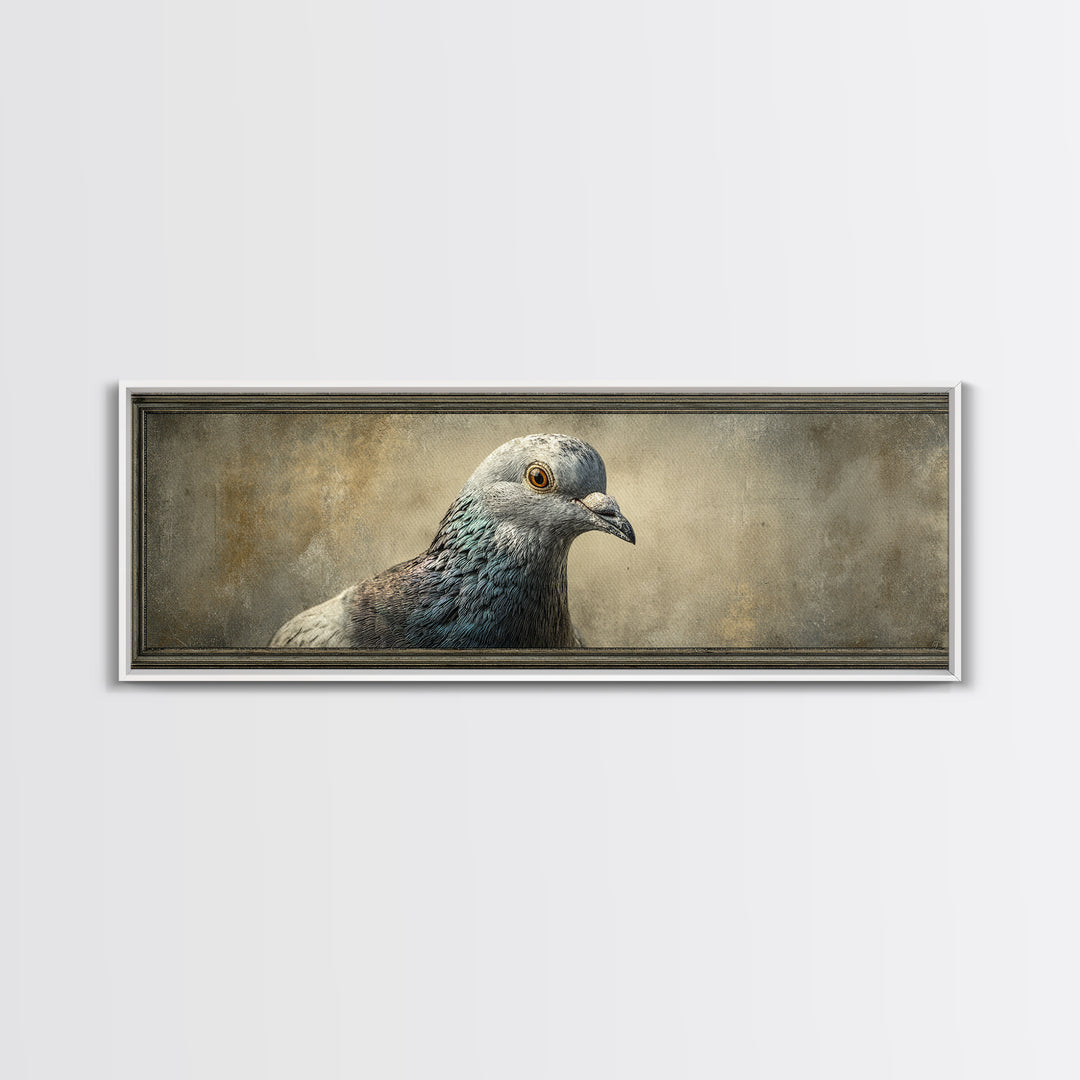 Urban Pigeon Portrait Framed Canvas Print, Urban Art, Wall Art, Living Room Decor, Fine Art, Urban, Printable Art, URB-3x1-72