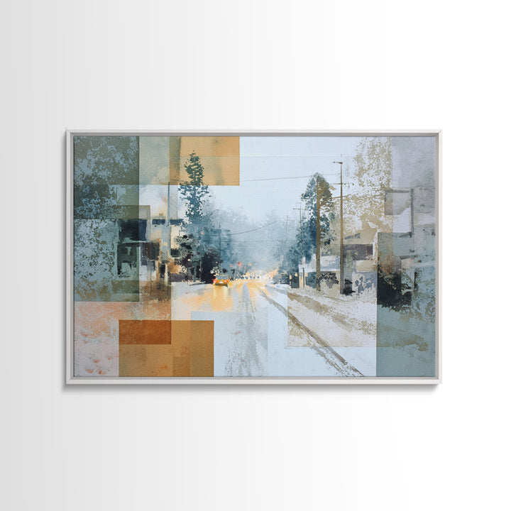 Bicycle Locked to Post Framed Canvas Print, Urban Art, Digital Download Art, Living Room Decor, Fine Art, Urban, Boho Decor, URB-3x2-19