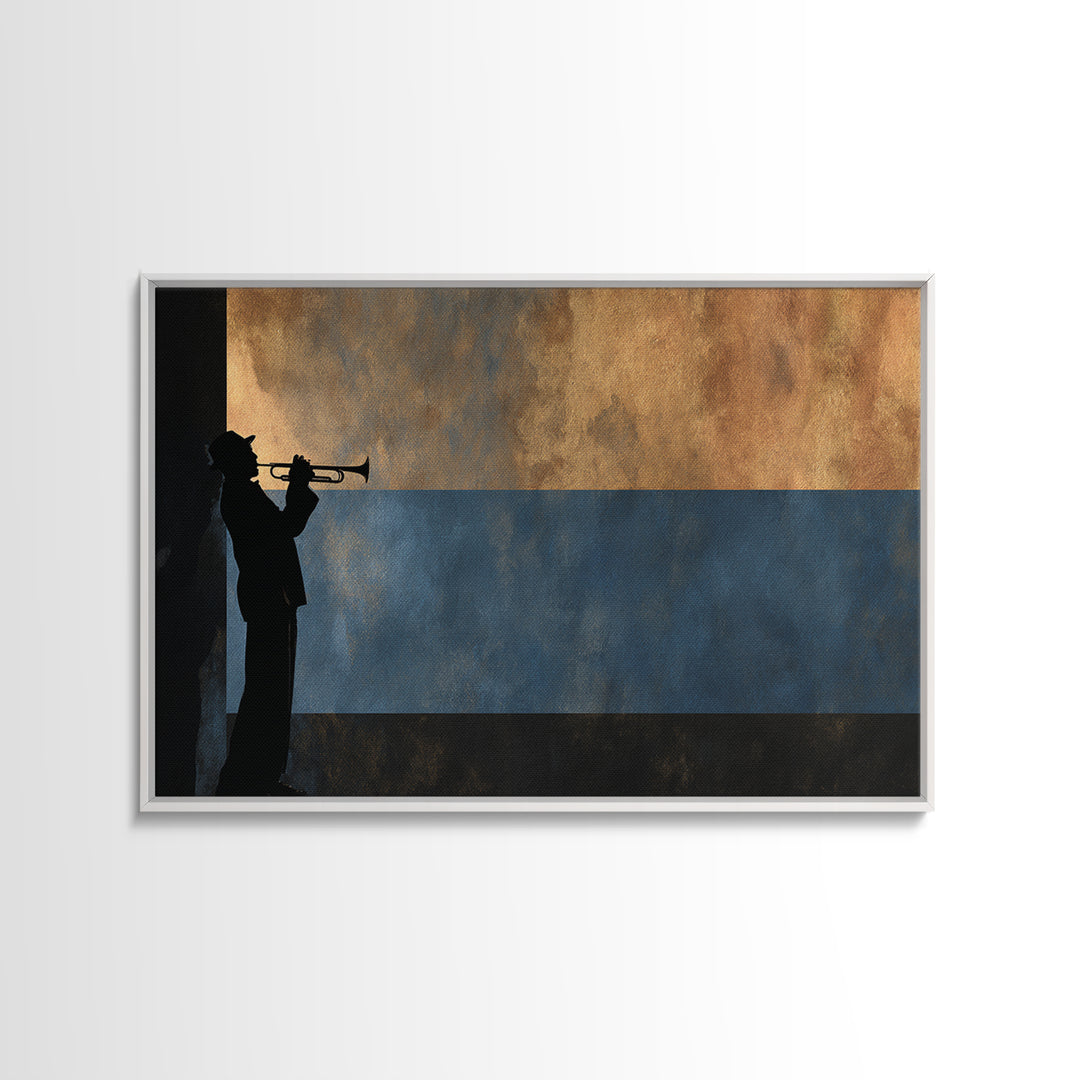Urban Jazz Musician Silhouette Canvas Print, Urban Art, Neutral Decor, Living Room Decor, Fine Art, Urban, Wall Art, Home Decor, URB-3x2-68