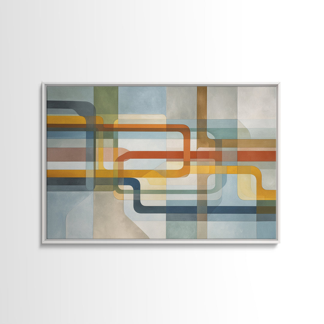 Abstract Subway Map Lines Without Labels Framed Canvas Print, Urban Art, Statement Artwork, Living Room Decor, Abstract Art, URB-3x2-80