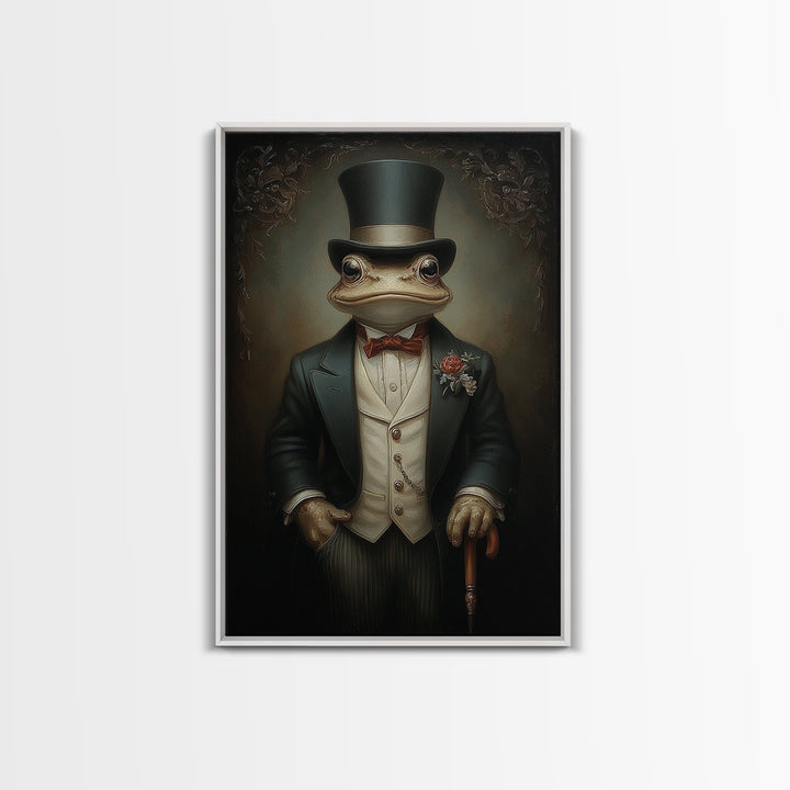 Toad Prince, Victorian Animal Portrait, Halloween Art, Gothic Whimsy Decor, Anthropomorphic Costume Art