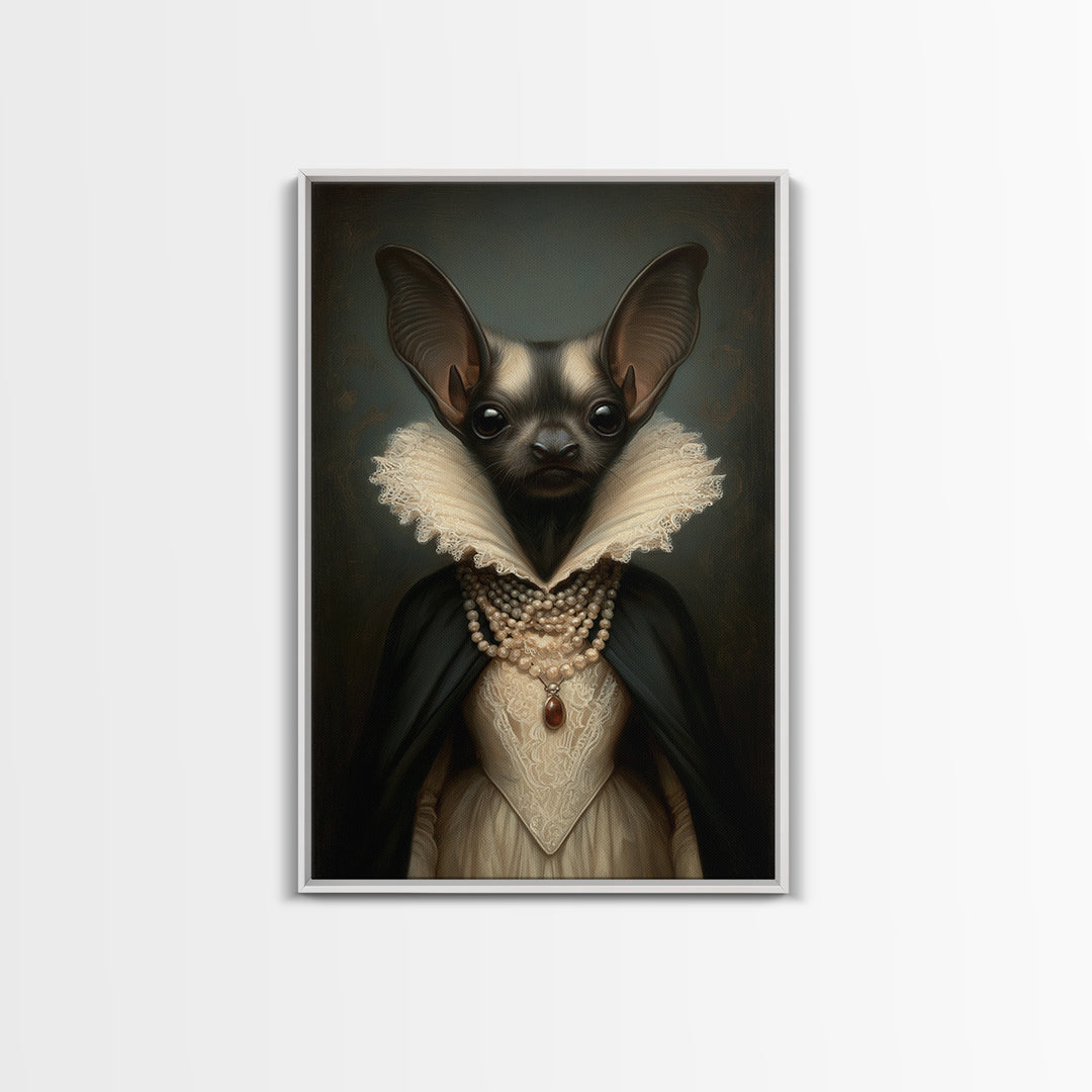 Bat Countess, Victorian Animal Portrait, Halloween Art, Gothic Whimsy Decor, Anthropomorphic Costume Art