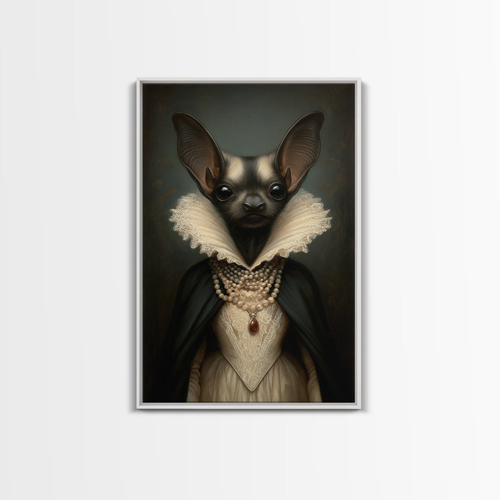 Bat Countess, Victorian Animal Portrait, Halloween Art, Gothic Whimsy Decor, Anthropomorphic Costume Art
