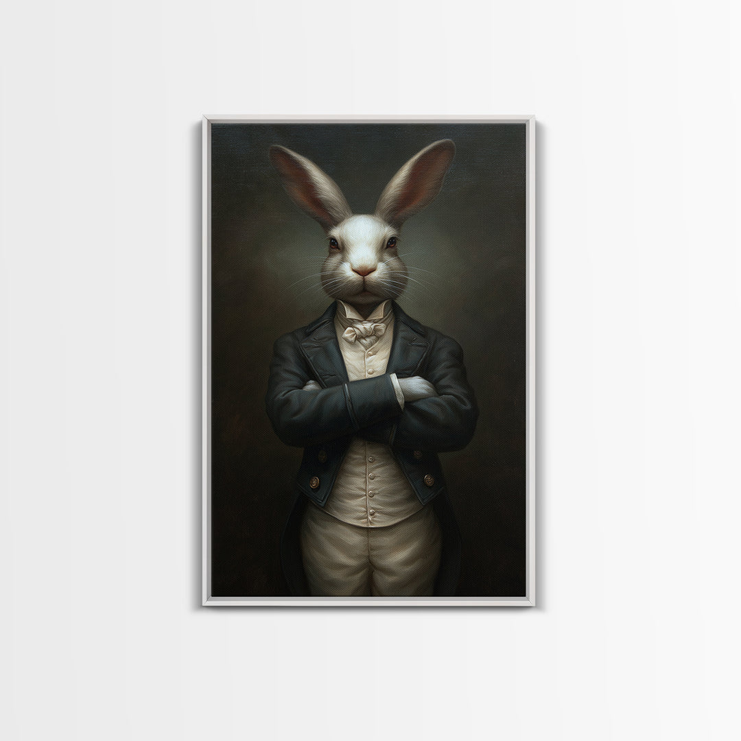 Rabbit Footman, Victorian Animal Portrait, Halloween Art, Gothic Whimsy Decor, Anthropomorphic Costume Art