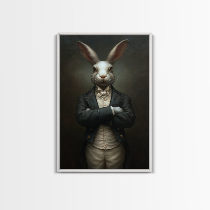Rabbit Footman, Victorian Animal Portrait, Halloween Art, Gothic Whimsy Decor, Anthropomorphic Costume Art