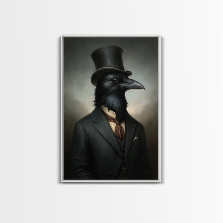 Crow Undertaker, Victorian Animal Portrait, Halloween Art, Gothic Whimsy Decor, Anthropomorphic Costume Art