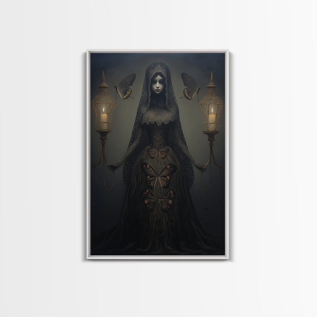 Moth Widow, Victorian Animal Portrait, Halloween Art, Gothic Whimsy Decor, Anthropomorphic Costume Art