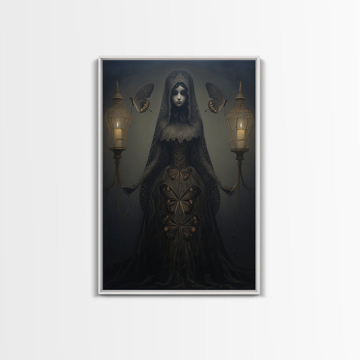 Moth Widow, Victorian Animal Portrait, Halloween Art, Gothic Whimsy Decor, Anthropomorphic Costume Art
