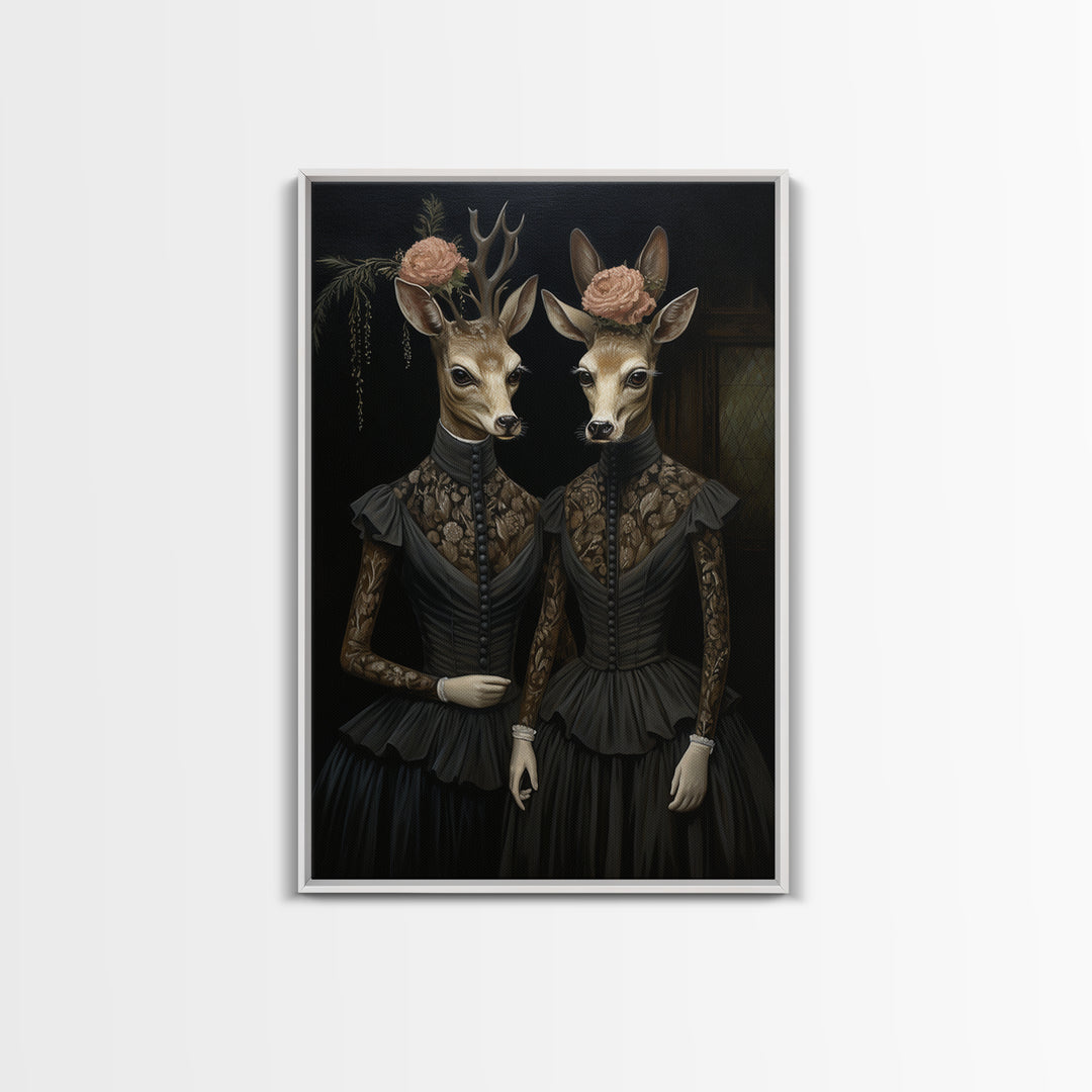 Deer Count, Victorian Animal Portrait, Halloween Art, Gothic Whimsy Decor, Anthropomorphic Costume Art