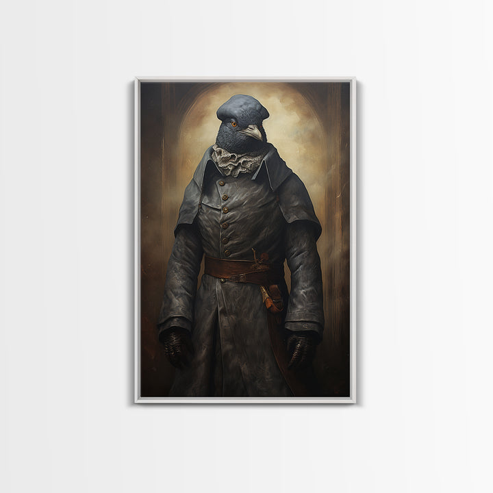 Pigeon Messenger, Victorian Animal Portrait, Halloween Art, Gothic Whimsy Decor, Anthropomorphic Costume Art