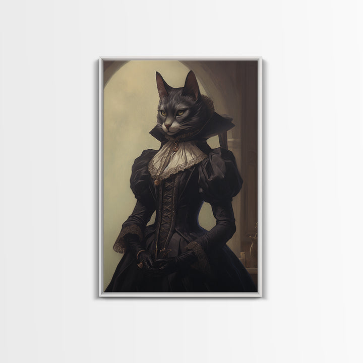 Lynx Noblewoman, Victorian Animal Portrait, Halloween Art, Gothic Whimsy Decor, Anthropomorphic Costume Art