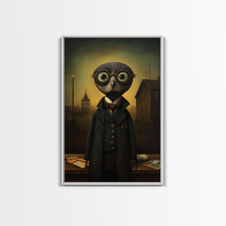 Mole Librarian, Victorian Animal Portrait, Halloween Art, Gothic Whimsy Decor, Anthropomorphic Costume Art
