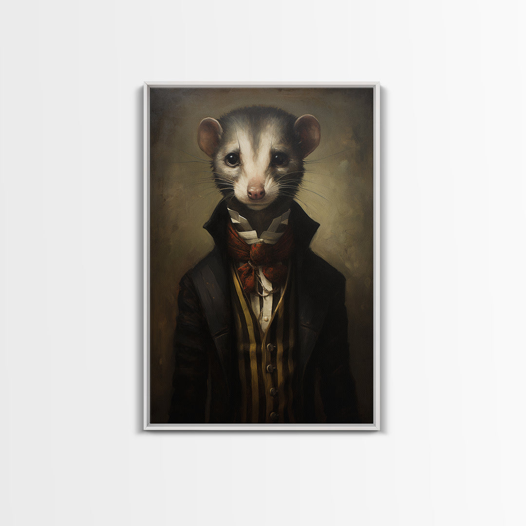 Weasel Aristocrat, Victorian Animal Portrait, Halloween Art, Gothic Whimsy Decor, Anthropomorphic Costume Art