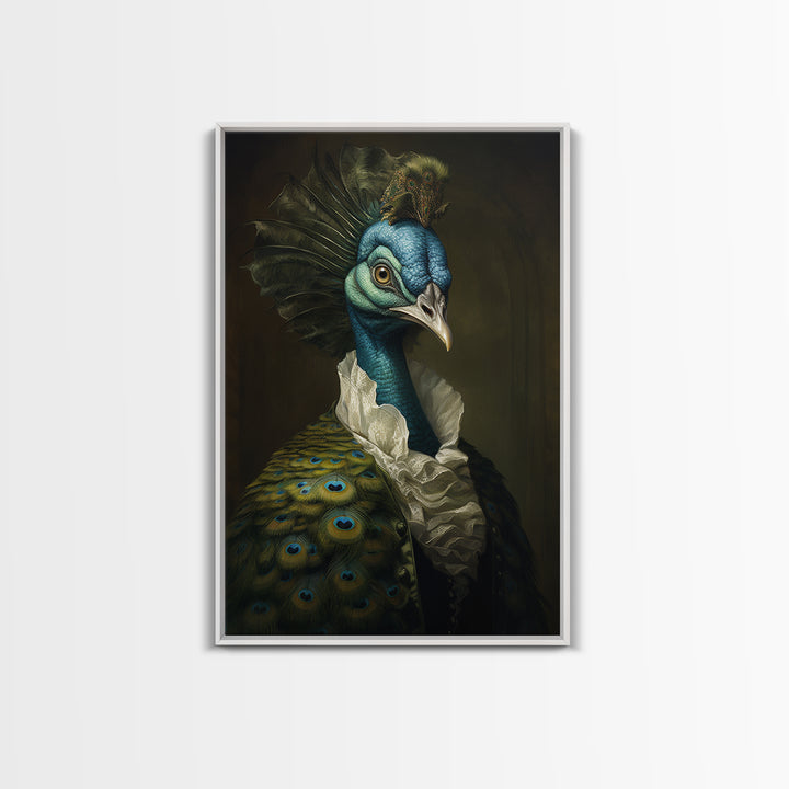 Peacock Socialite, Victorian Animal Portrait, Halloween Art, Gothic Whimsy Decor, Anthropomorphic Costume Art