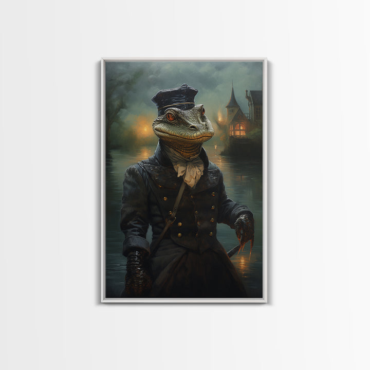 Otter Sailor, Victorian Animal Portrait, Halloween Art, Gothic Whimsy Decor, Anthropomorphic Costume Art