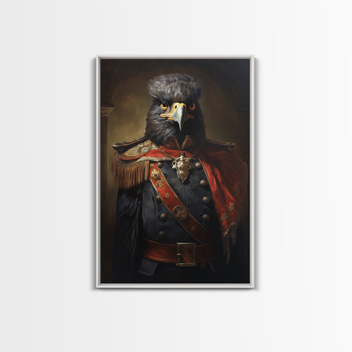 Falcon Officer, Victorian Animal Portrait, Halloween Art, Gothic Whimsy Decor, Anthropomorphic Costume Art