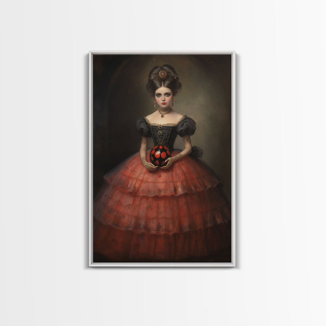 Ladybug Debutante, Victorian Animal Portrait, Halloween Art, Gothic Whimsy Decor, Anthropomorphic Costume Art